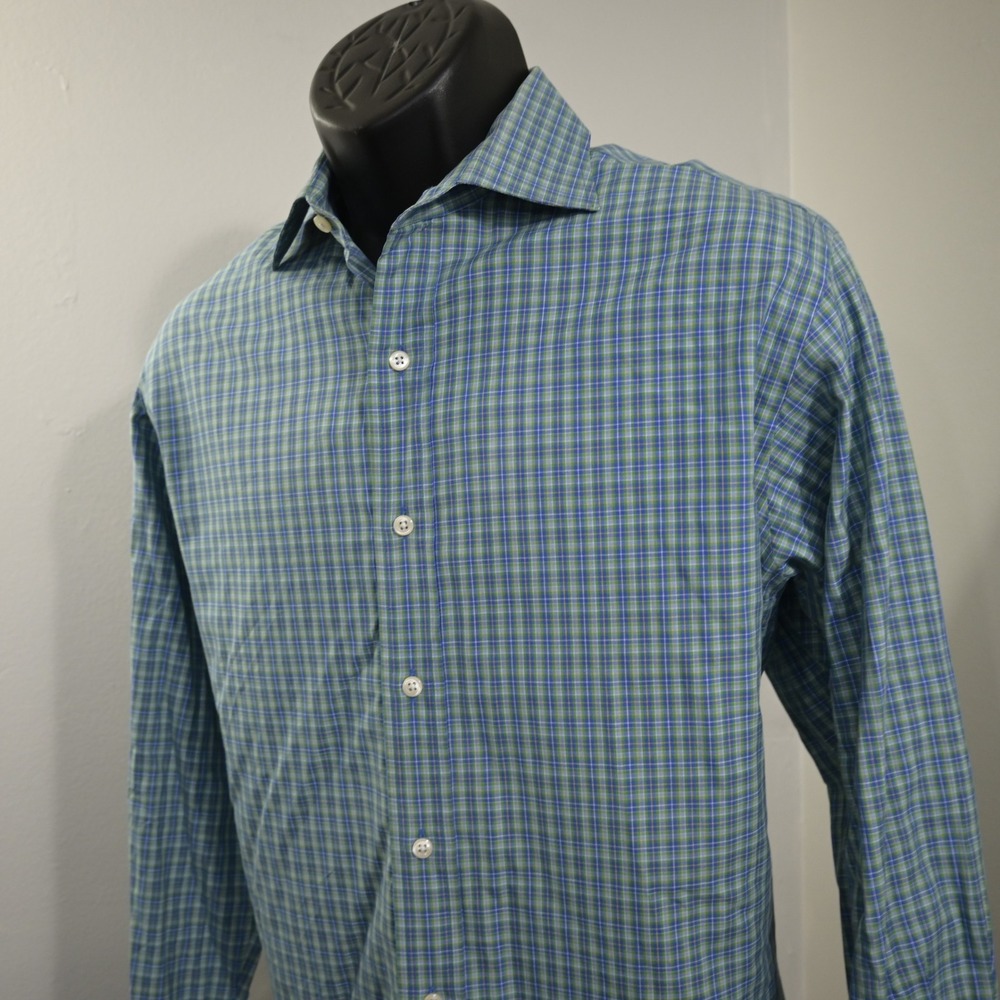 Polo Ralph Lauren Dress Shirt Mens L 16.5 Regent Classic Fit Plaid Long Sleeve